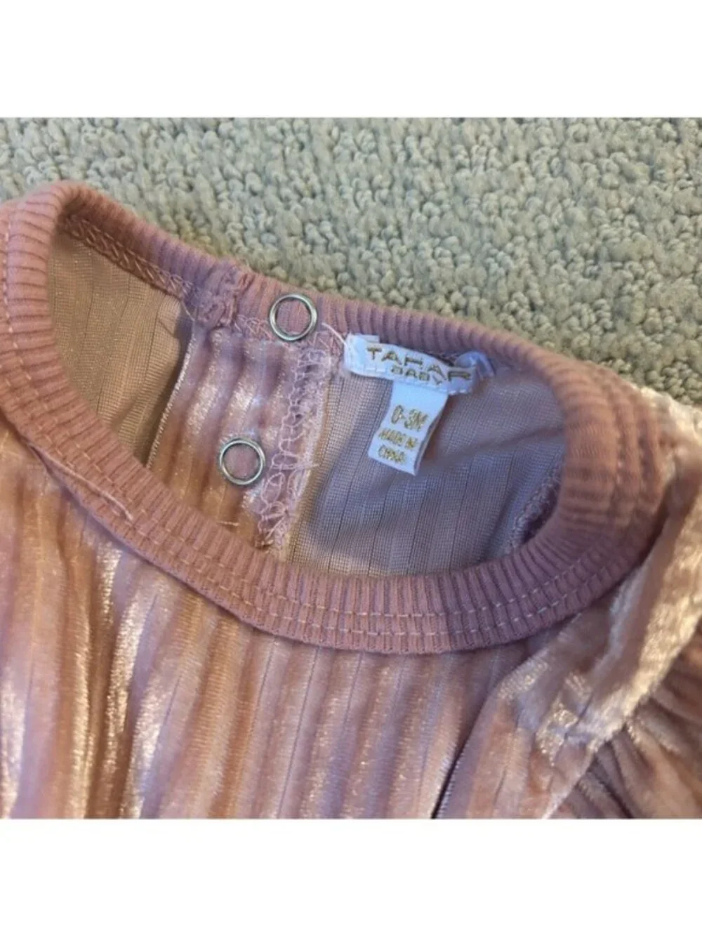 Tahari Baby Girls Pink Velour Velvet Ruffle Two Piece Outfit Size 3 Months